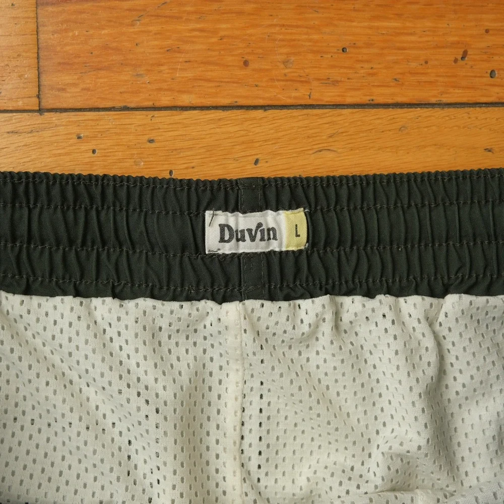 Duvin Swim Shorts Green Orange Fruit Print Mesh Lined Tropical Beachwear Large L
